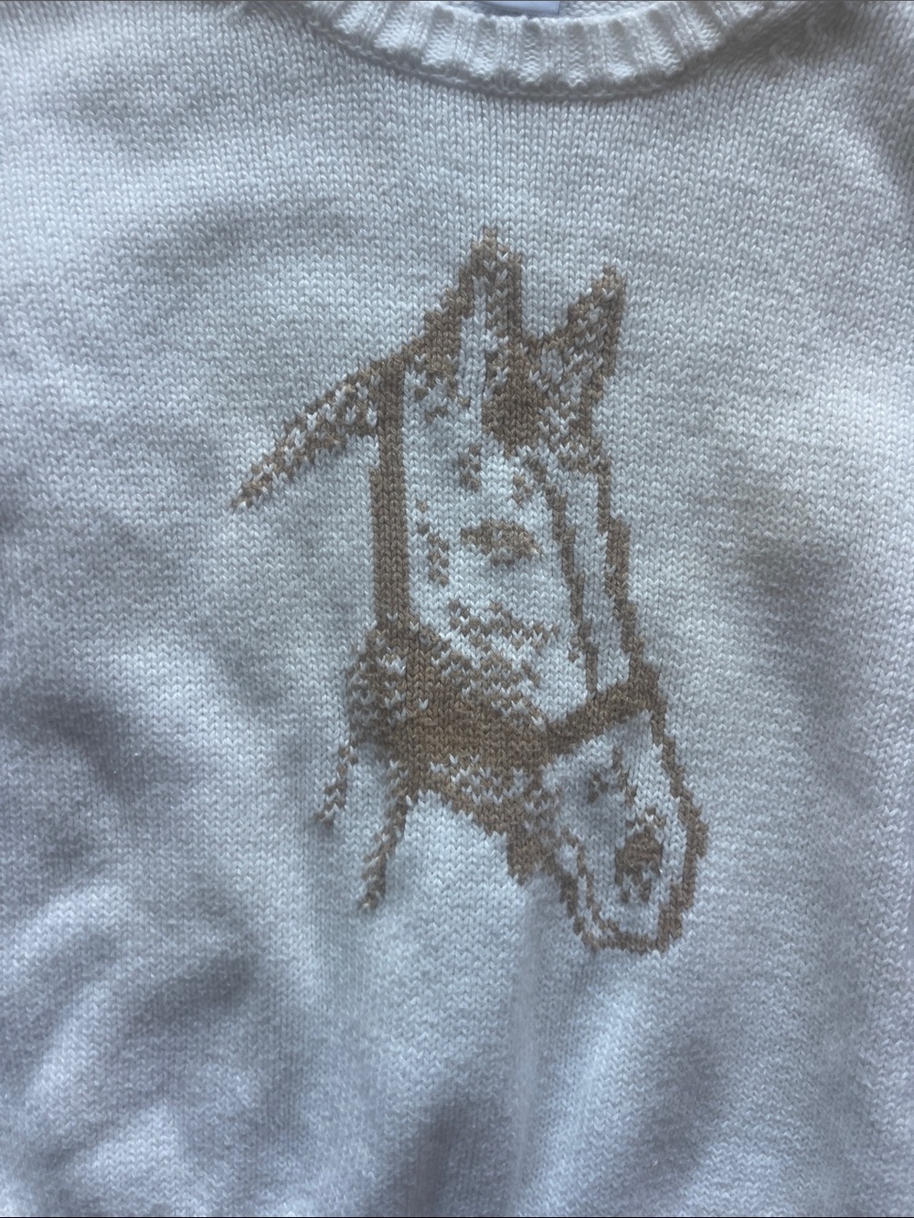 Janie and Jack Boys Size 3 White Sweater with Tan Horse Motif - Picture 2 of 9